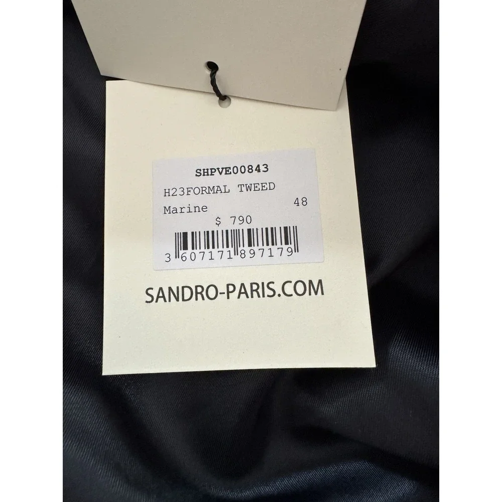 SANDRO Wool-tweed blazer Suit Jacket. NWT Size 48. NWT $790‎
